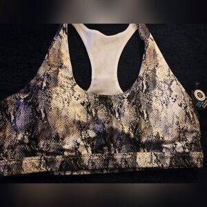 MPG Women's Size Small Sport Envy B & W Racerback Snake Print Sports Bra! NWT
